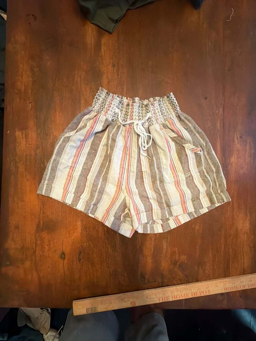 Ci Sono Linen Collection Striped Smocked Waist Shorts Size M